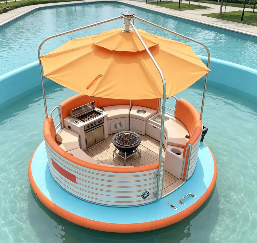 Floating Barbecue Dining Lake Recreation Portable Foldable Design for Water Leisure Enthusiasts