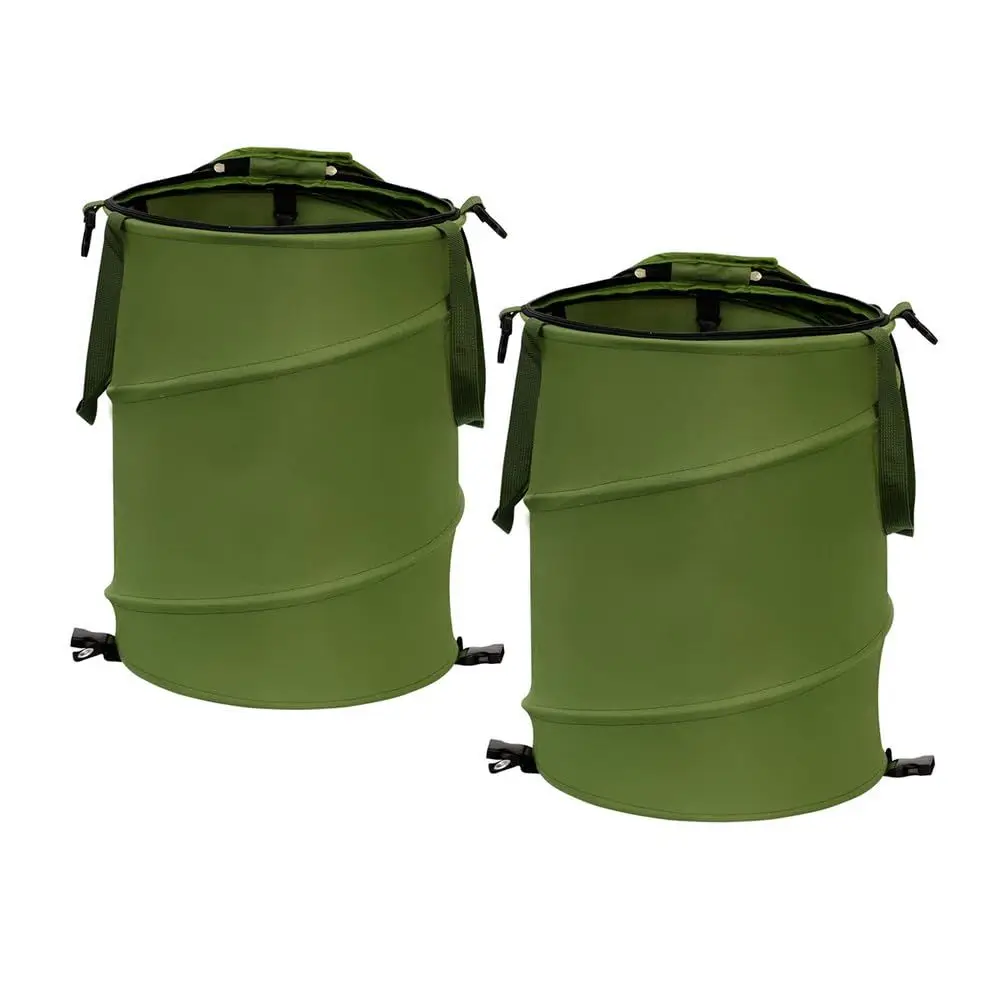 

Складные садовые мешки для газонов и листьев, 13,8x15,8 дюймов, мусорное ведро с крышкой, 10 галлонов, 2 штуки, зеленые, для переработки, хранения, стирки, т.д.