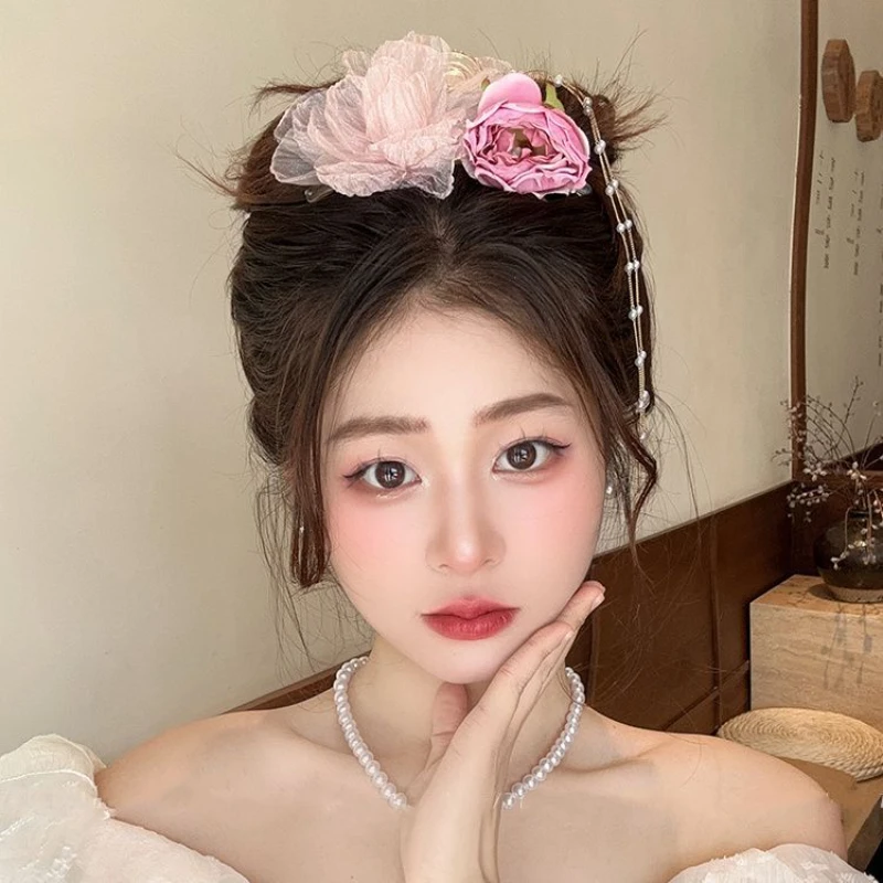 Sweet Fashion Tassels Flower Large Size Hair Clip for Women 2026 New Girls High-end Three-dimensional Romantic Shark Hair Claw