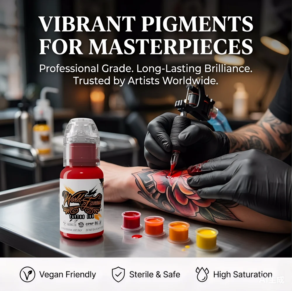 12PCS Tattoo Ink Set 15ML/Bottle Original Tattoo Pigment Body Color Drawing Art Tattoo Ink Semi-permanent Makeup Tattoo Supplies