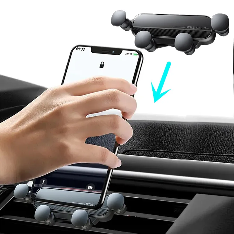 Gravity Car Phone Holder Air Vent Clip Mount Mobile Cell Phone Stand In Car GPS Support For iPhone 13 12Pro Xiaomi Samsung Phone