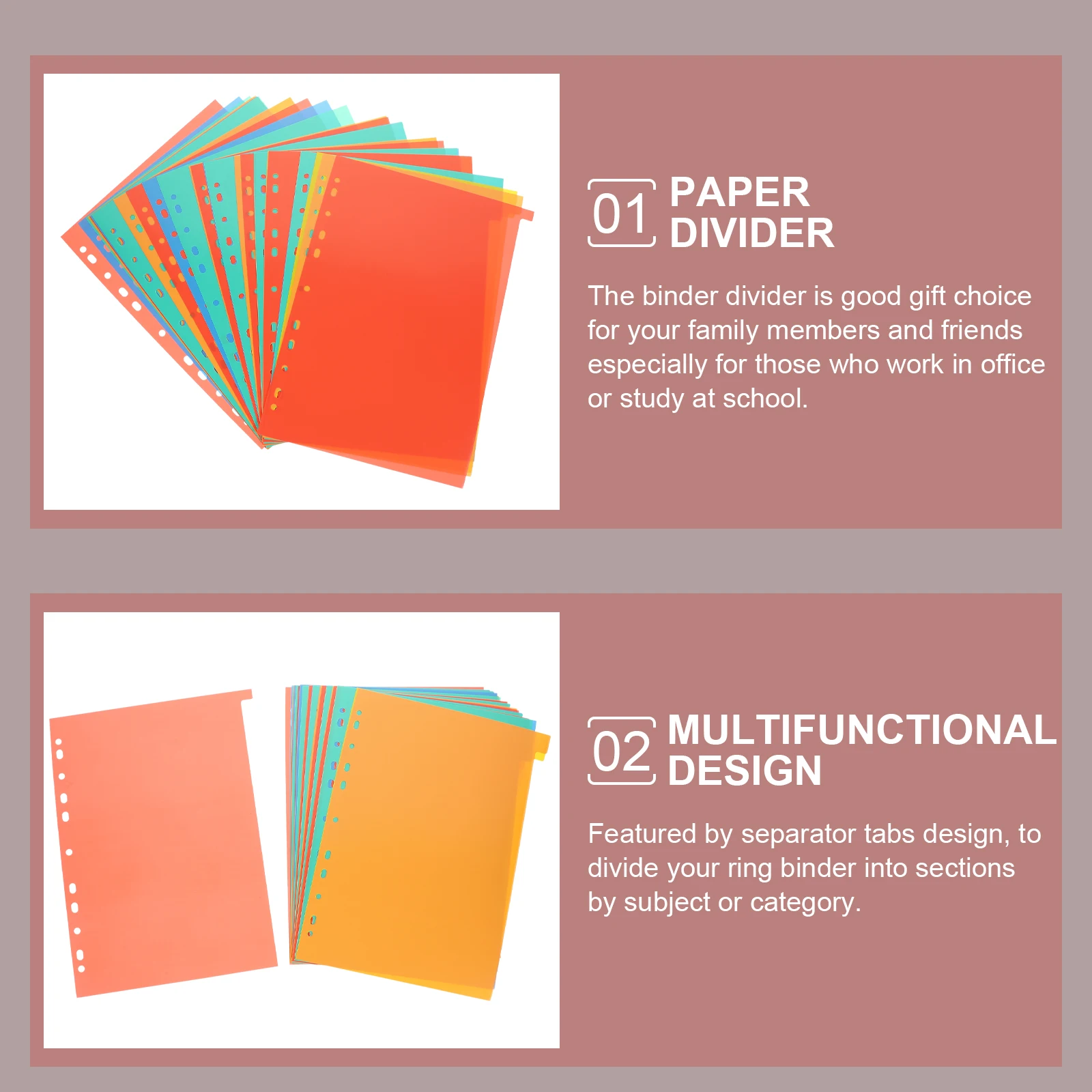 

31 Sheets Page A4 11 Holes Plastic Binder Dividers Loose Leaf Office Supplies Dividers For Binder File Folder Tabs