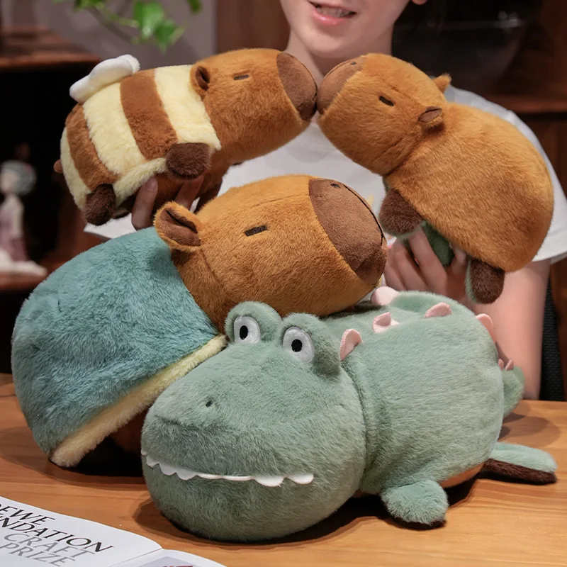 Double-Sided Flip Capybara Toy To Bee Transform Tortoise Plush Doll 2-in-1 Flip Change Transform Soft Pillow Christmas Gifts