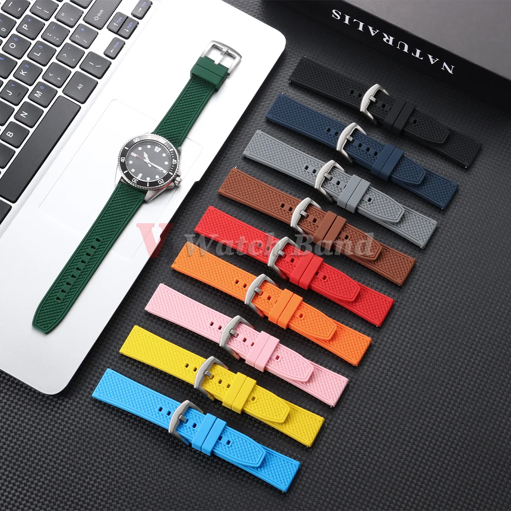 Neues Design 20mm 22mm Gummi-Silikon-Armband für Seiko Uhrenband Herren Damen Sport Wasserdichtes Taucher-Gummi-Armband Zubehör – Detail 9