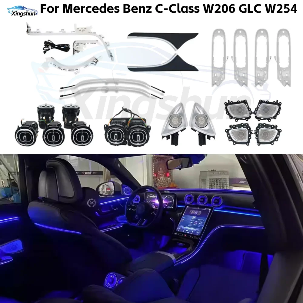 

Upgraded Symphony Atmosphere Light for C-Class W206 GLC W254 Automotive Turbo Vent Decorative Interior LED 64 Colors Kit