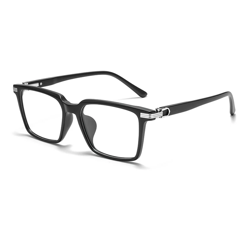 YIMARUILI New Fashion Trend Men's Eyeglasses Frame TR90 Retro Square Ultralight Optical Prescription Black Glasses Frame 6888B