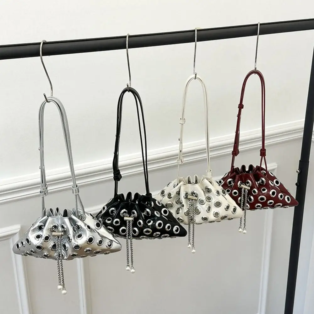 

Fashion Metal Stud Rivet Shoulder Bag Hollow Spicy Girl Y2k Underarm Bag Handbag Sweet Cool Drawstring Crossbody Bag Girl