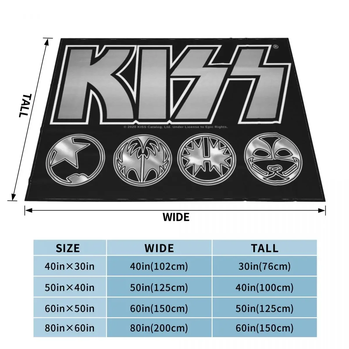 KISS Logo Silver V3 Starchild Demon Spaceman Catman Throw Blanket Hair Extra Large Throw manga Soft Plush Plaid Blankets