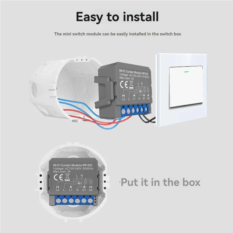 JABS-Tuya Wifi Smart Curtain Switch Module With RF433 Remote For Roller Shutter Blinds Motor Work With Alexa Home Alice