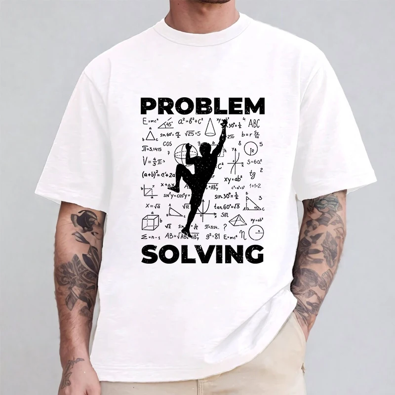 Rock Climbing T Shirt for Women Men Bouldering Tees Problem Solving Math Tops Sport Climber T-shirt Short Sleeve Unisex Clothing