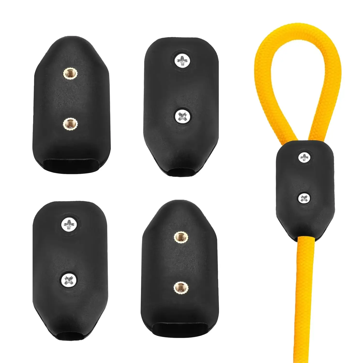 4 Pieces Reusable Plastic 3/8 Rope Clamp, Double Rope Clips with Screws, Wire Clamps Connector Suitable