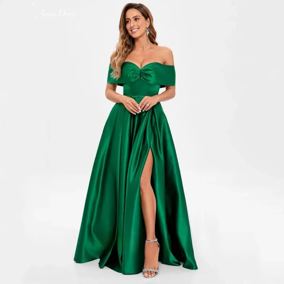 

Anna Wedding Dress Evening Dresses Woman Elegant Party Dresses for Women 2024 Side Slit Custom Made Off the Shoulders Satin Gala