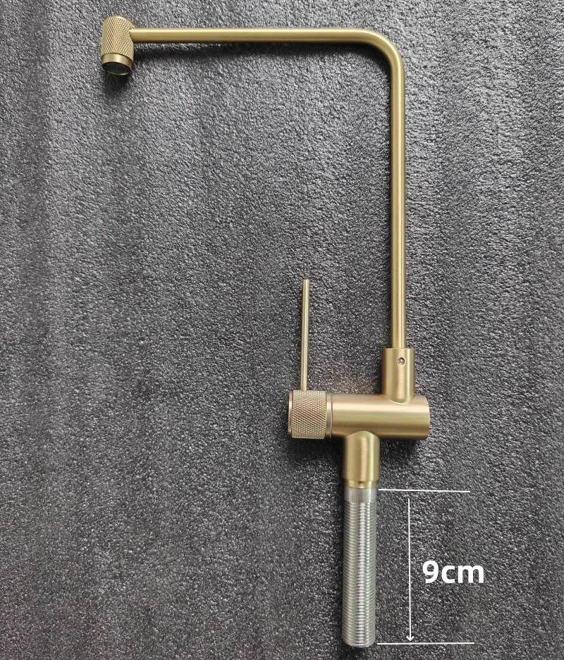New Direct Drinking Faucet Total Brass Sinle Lever Lead Free Kitchen Sink Tap Single Cold Rotation Brush Gold Kitchen Tap