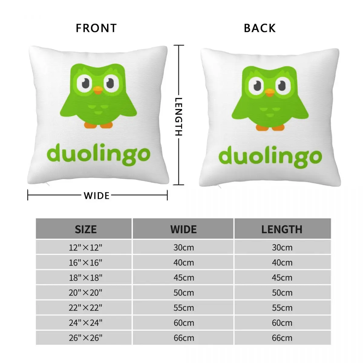 Duolingo Owl Duo Pillowcase Polyester Pillows Cover Cushion Comfort Throw Pillow Sofa Decorative Cushions Used for Home Bedroom