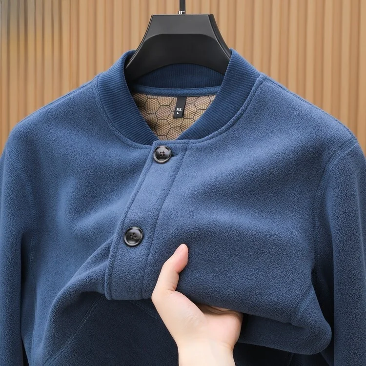 

Thiened Baseball Jaet Men's Sweatirt Cardigan Fce Polyester Winter Outerwear Stand Collar Button up Casual Knitwear