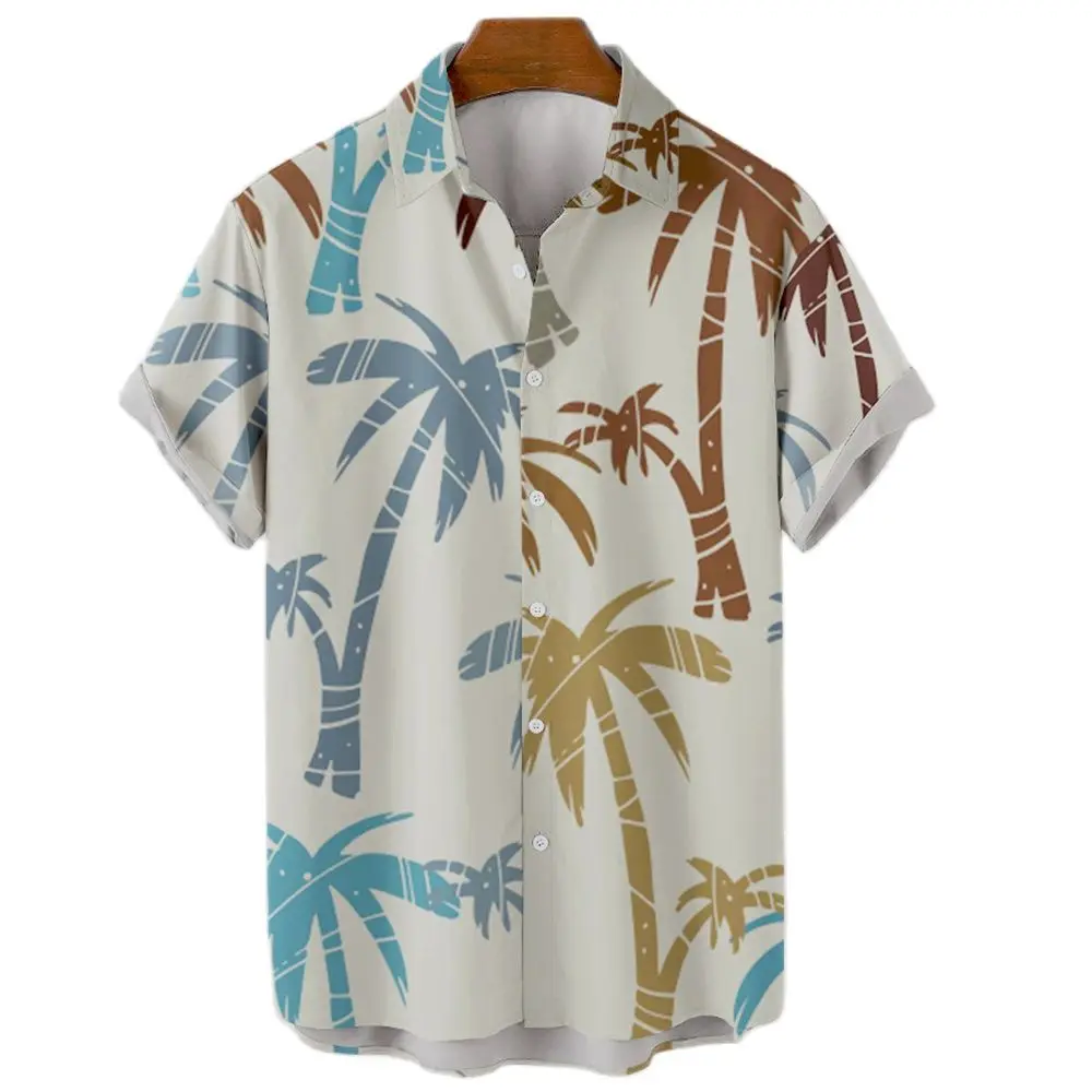 

2022 Summer Men's Short Sleeve Hawaiian Shirt Simple Fashion Casual Single Breasted Beach Quick Dry Shirt 5xl