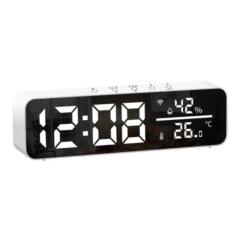 

Temperature and Humidity Sensor Time Electronic Alarm Clock Desktop Mirror Living Room Office Light Emitting Diode Clock