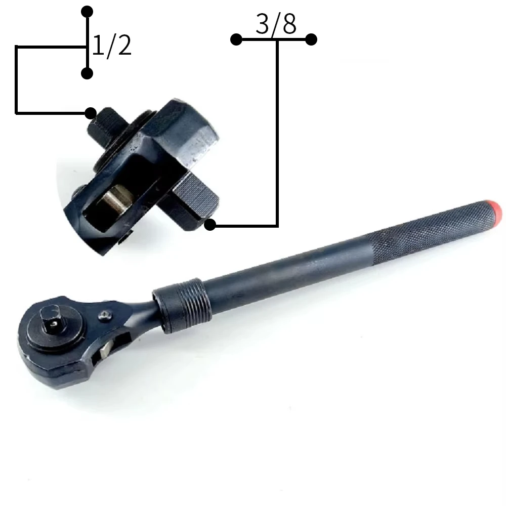 MacWork 1/2 Zoll. und 3/8 Zoll. Doppelkopf-Ratschengriff mit Hammerfunktion, Teleskop-Ausziehbarer Ratschengriff – Detail 1