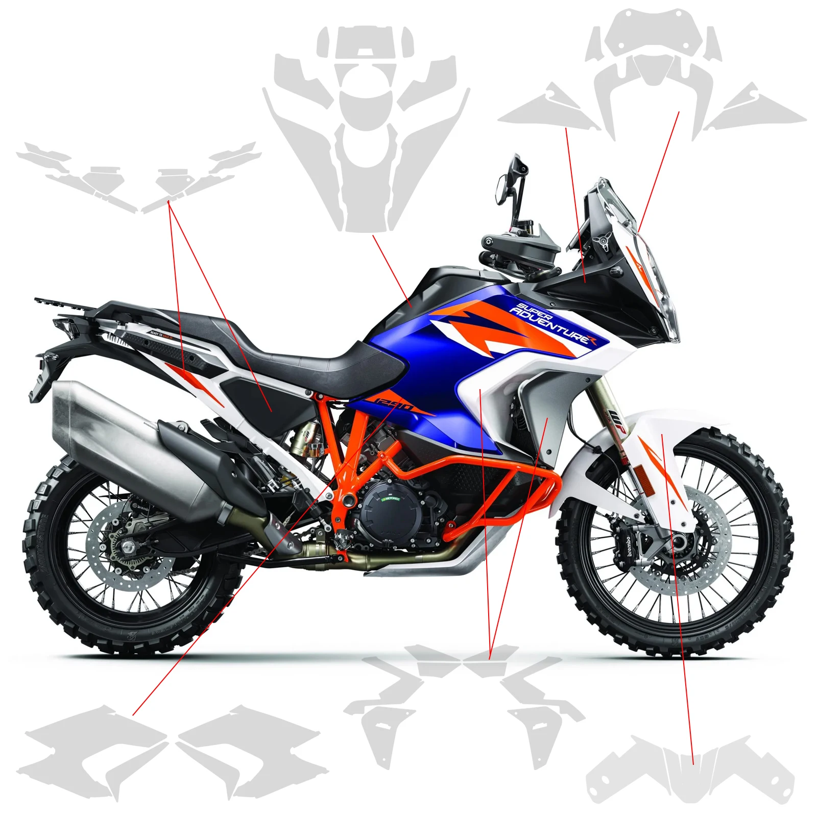 For Super Adventure R 2021-2024 PPF Motorcycle Transparent Ultra-Thin TPU Paint Protection Film Kit Super Adv R Accessories