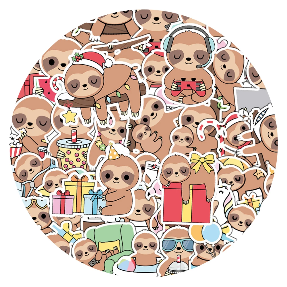 

10/30/50pcs Kawaii Cute Animal Sloth Stickers Funny Cartoon Decals DIY Scrapbook Phone Suitcase Waterproof Graffiti Sticker Toy