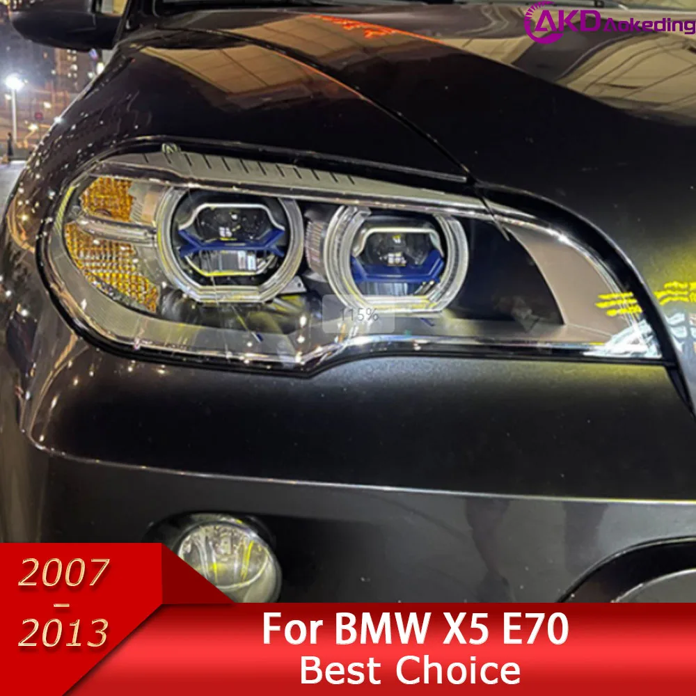

Автомобильные фары для BMW X5 E70 2007-2013, светодиодные фары, синий лазерный стиль, сигнальная лампа DRL, аксессуары для автомобильных угловых глаз