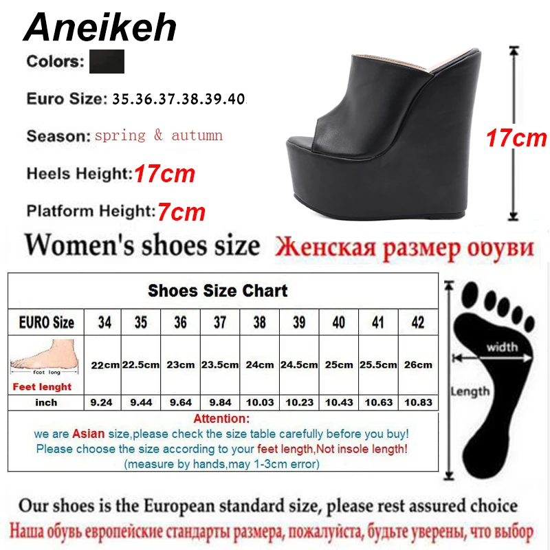 Aneikeh Summer Fashion Women\'s Slippers Sexy Platform PU Wedges Peep Toe Rome Party Shoes Sandalias Mules 35-42 Elegant NEW 2023