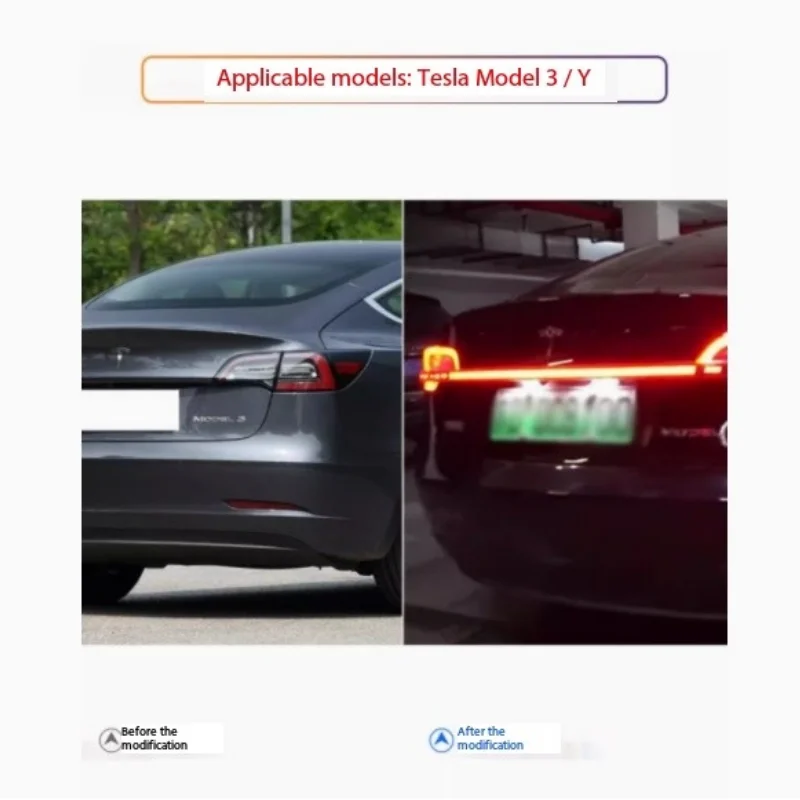 Suitable for Tesla 19-23 models with continuous tail lights, Model 3 modified LED tailbox lights, Model Y brake lights