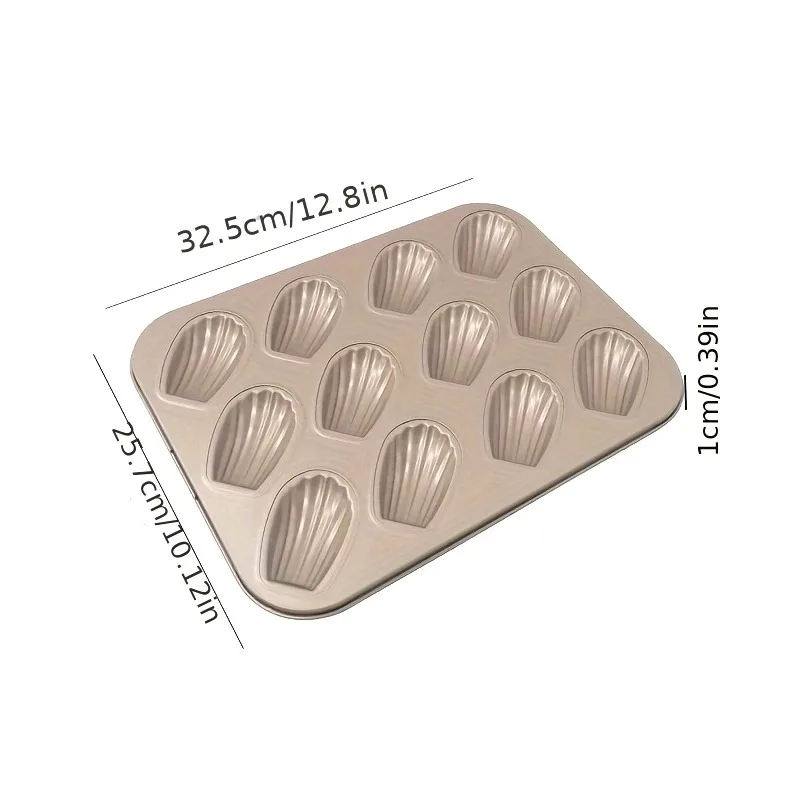 12-Cavity Madeleine Mold Non-Stick Shell Baking Pan Donut Cake Pan for Home Oven Bakeware Baking Tools Kit Pastry Supplies