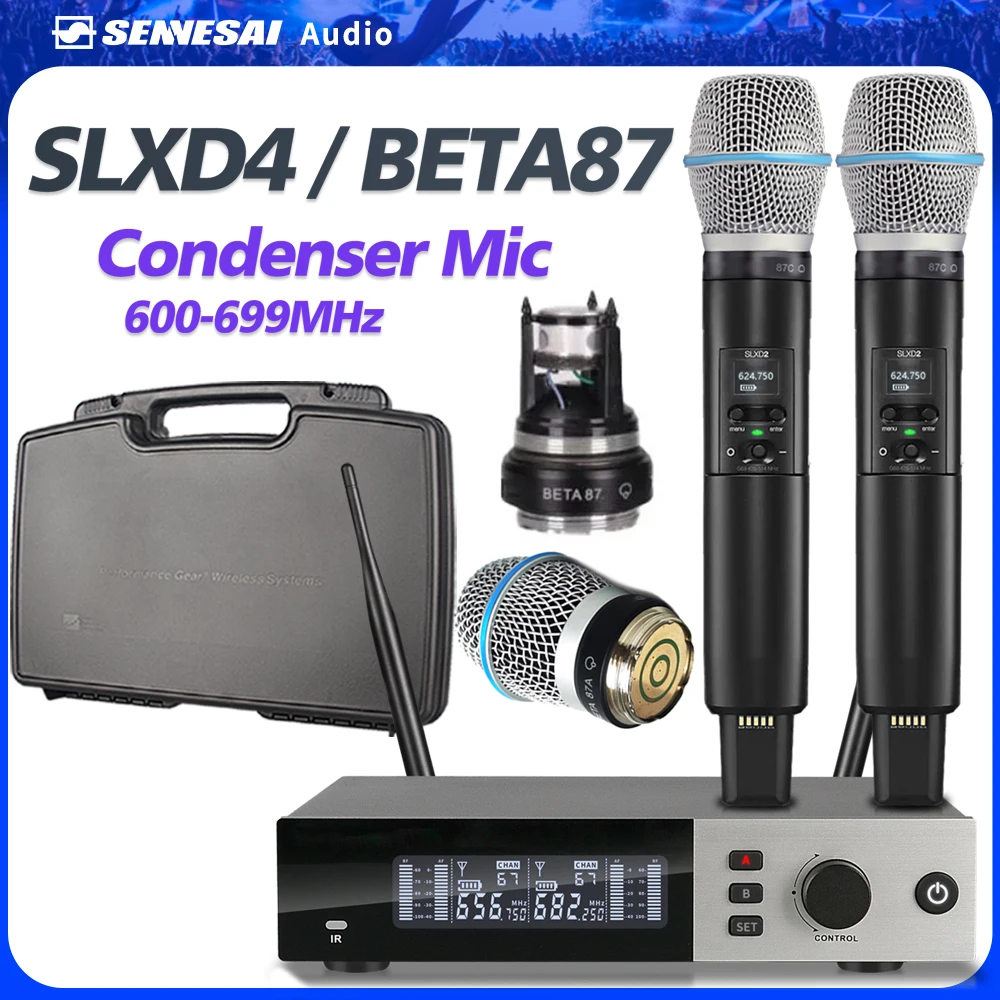 SENNESAI SLXD4 BETA87A Professional Wireless Condenser Microphone System 600-699MHz Stage Performance 2 Channels Metal Handheld