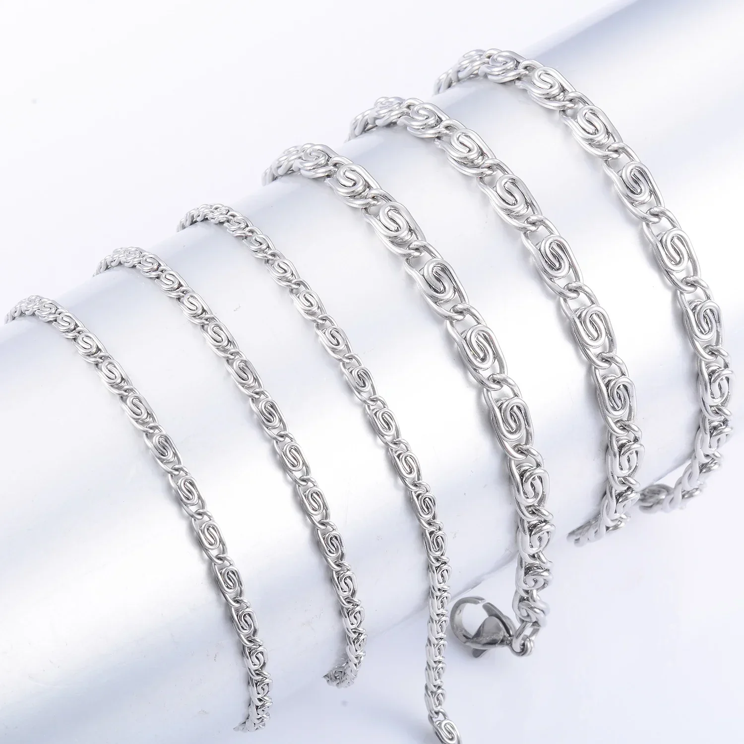 قلادة من الفولاذ المقاوم للصدأ Yadreva-Figaro ، لون فضي ، سلسلة مارينر ، قلادات حلزونية ، مجوهرات هيب بوب