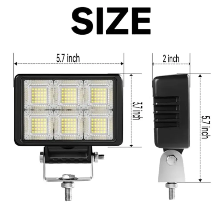 LED Tractor Lights, LED Work Light Bars for Truck ATV Vehicles Equipment Boats, 6 Inch, 12000LM, 12V, 2pcs