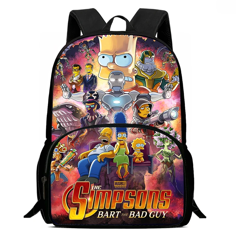 Sac à dos d'école avec poche avant, sacs d'école de dessin animé s-simp-s-son pour garçons et filles, sac à dos Durable pour enfants pour élèves