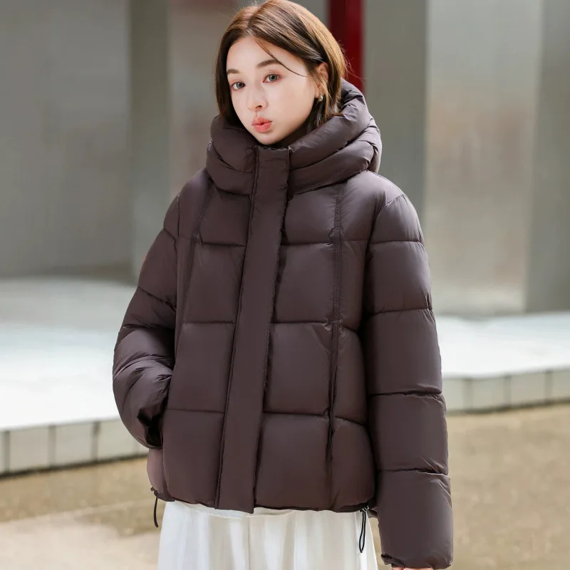 Winter Warm Thick Hooded Puffer Coat Women's Zip Up Windproof Russian Cold Weather Parkas Snow Down Jacket Cozy Outerwear New