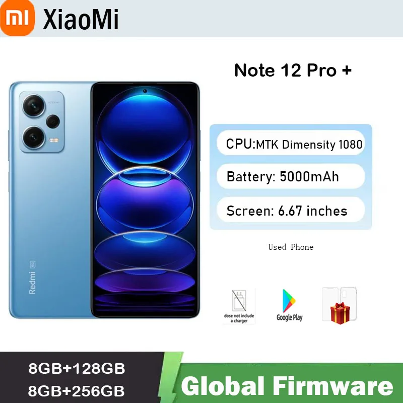 

Глобальная прошивка Xiaomi Redmi Note 12 Pro 5G Смартфон 1080 OIS Камера 120 Гц Зарядное устройство для дисплея, используемый телефон