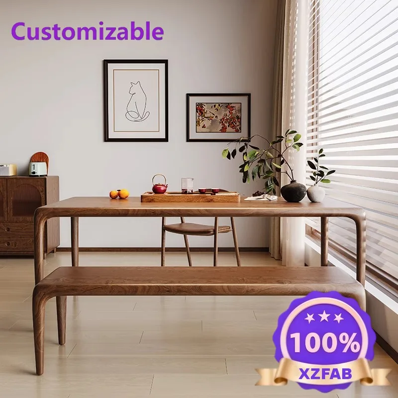 Factory Direct 2026 North American black walnut dining table Nordic style rectangular tablehome full tenon and mortise whole