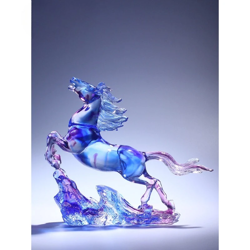 Glazed galloping horse ornament crystal handicrafts living room opening housewarming gift light luxury high-end 2026 Year