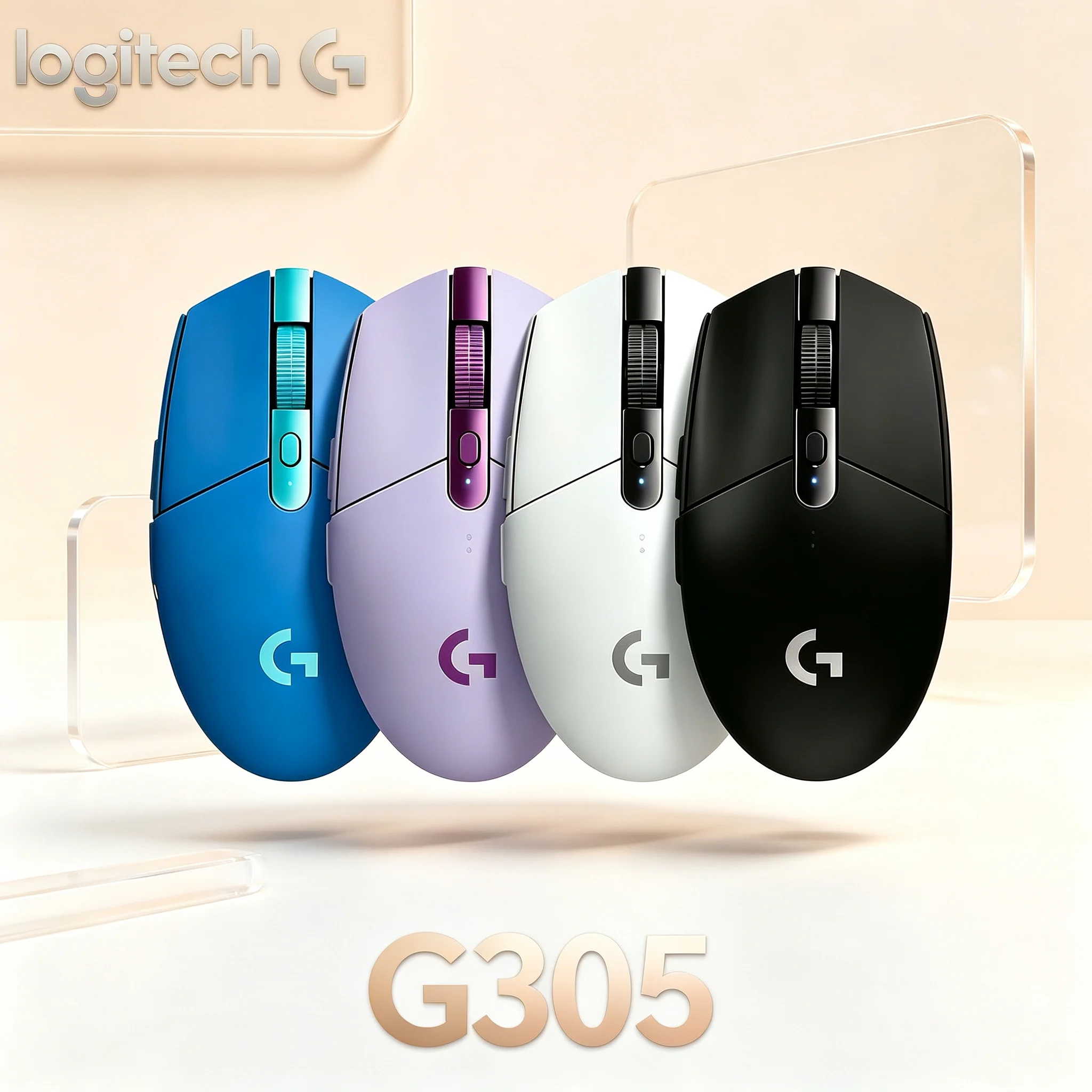 Logitech G305 Wireless Gaming Mouse 6 Programmable Buttons Long Battery Life Multi‑Color HERO 12K Sensor For Desktop Laptop Comp