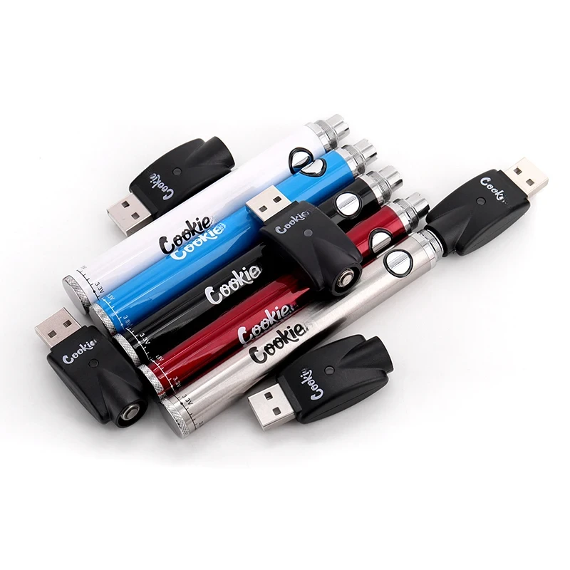 10 قطعة Cookis 900 مللي أمبير قابل للتعديل الجهد Vape بطارية نفطة أطقم 510 موضوع التسخين المسبق بطارية المرذاذ القلم لعربات الخراطيش