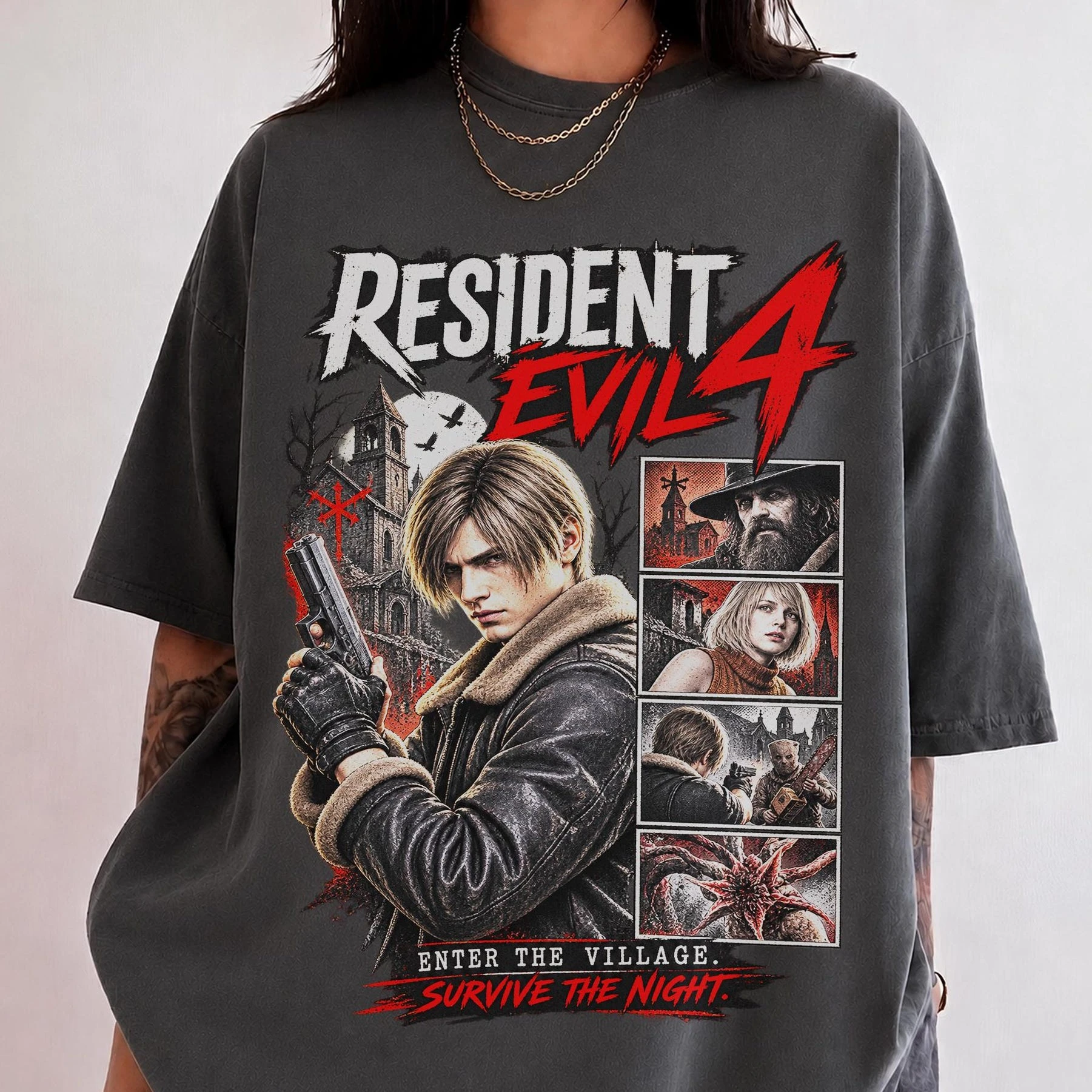 Resident Evil 4 T-shirt, Leon Kennedy T-shirt, Horror Game Merchandise, Ashley Graham T-shirt for Women's Daily Wear
