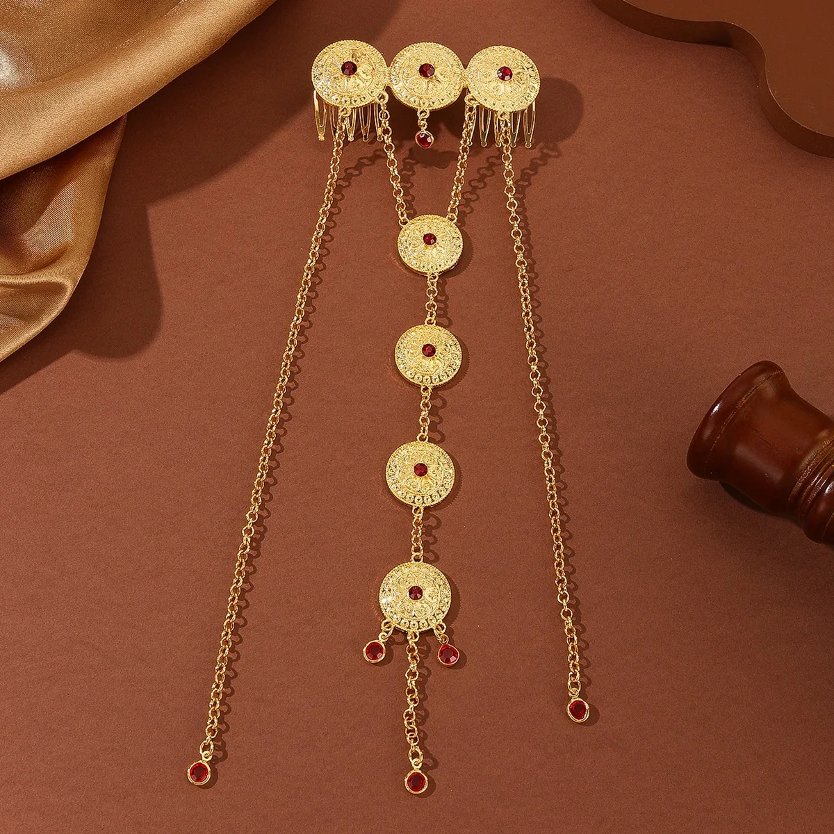New European Dubai Fashion 24K Gold Plated Hair Accessories Exquisite Engagement Party Jewelry Set for Lovers DD11055