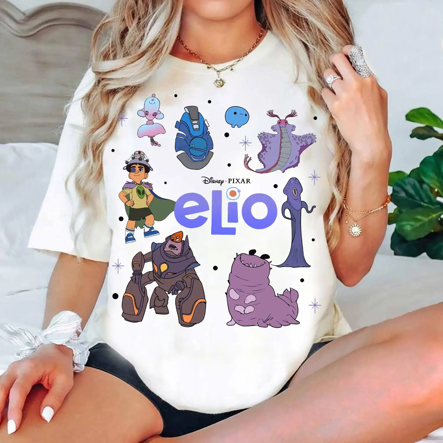 Camiseta de personajes de Pixar Elio de Disney, Camiseta de algodón de Elio Olga Glordon Ambassador, ropa de casa de verano para mujer