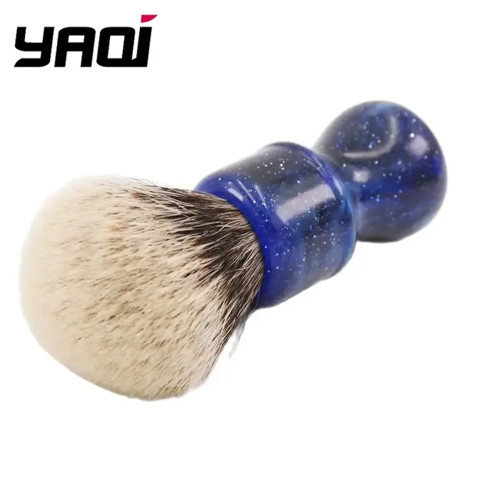 2026-yaqi-24mm-ミステリアススペースカラーハンドル-ツーバンド-バジャー毛結び-メンズシェービングブラシ