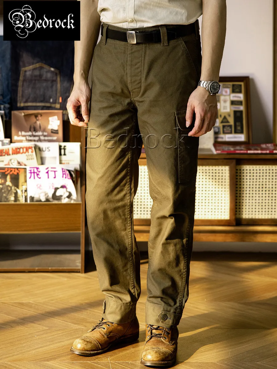 Anti-Falten-Armeegrün-Fliegerhose, hoch taillierte Cargohose mit geradem Bein, Vintage-Pilotenhose, Nachbildung von Freilaufern