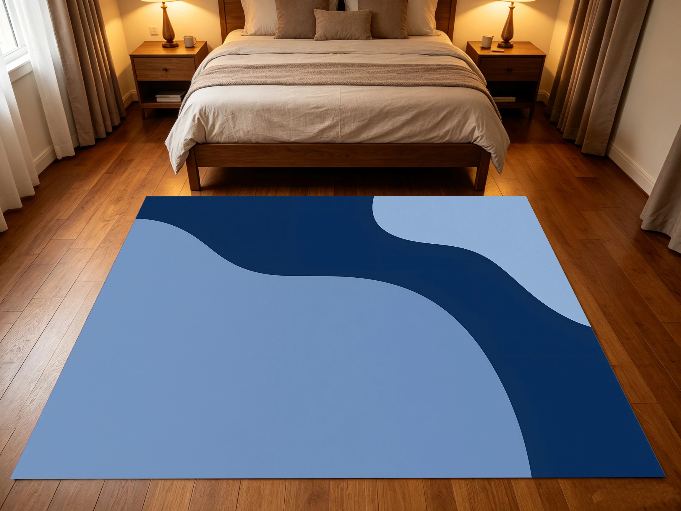 Rug Blue Fluid Color Block 2D Rug: Minimalist Style, Soft & Comfortable, Suitable for Living Rooms & Bedrooms, Enhances