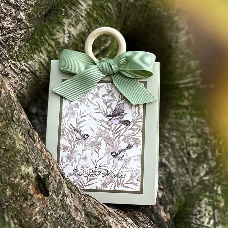 Flowers Birds and Forest Wedding Candy Box with Wooden Ring DIY Favors Birthday Party Jelwery Gift Packing Box Empty Paper Boxes