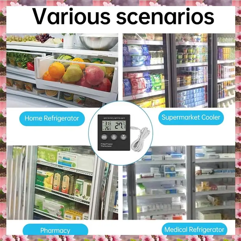 

Цифровой термометр для холодильника 2025 с сигнализацией температуры, ЖК-дисплей, цифровой термометр для холодильника и морозильной камеры, цифровой термометр для холодильника