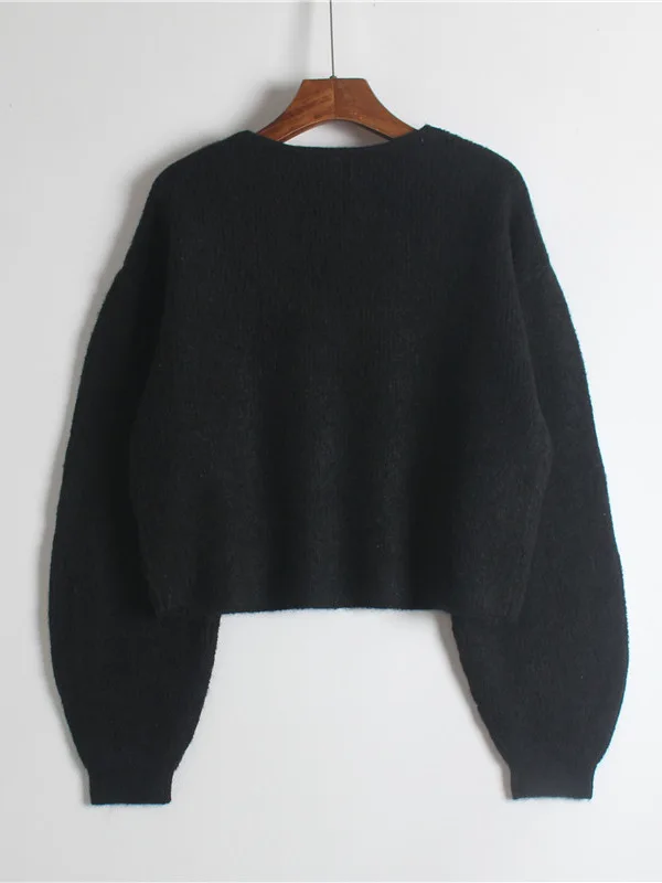 

Женский вязаный свитер ort Pure Color V-Ne Long Sve, весна-осень-зима, повседневный, широкий, ширина, 6547