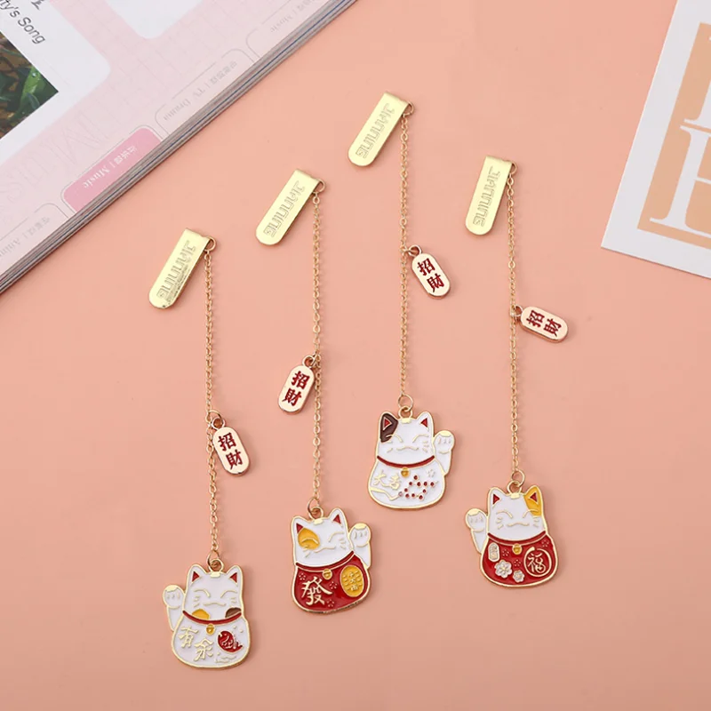 Kawaii Năm Mới Mèo May Mắn Đánh Dấu Trang Sinh Viên Tinh Tế Nghiên Cứu Văn Phòng Di Động Đọc Mặt Dây Chuyền Văn Phòng Phẩm DIY Trang Trí Vật Dụng