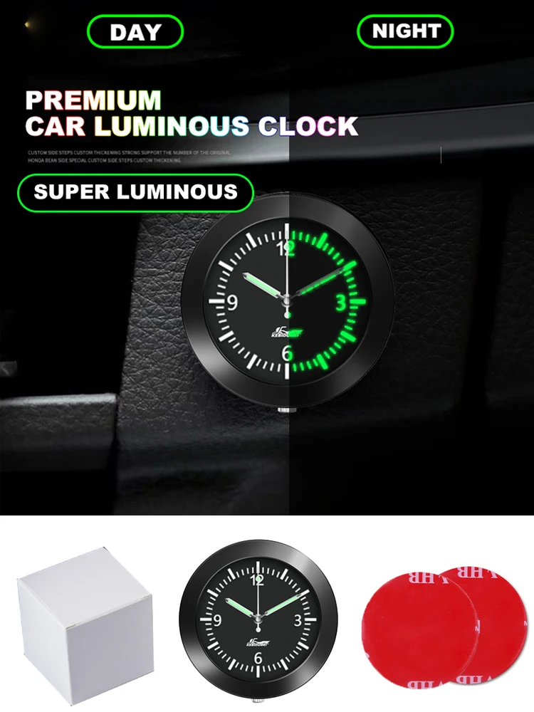 AliExpress NONE Kebidumei Luminous Car Clock Stick-On Watch Internal Mechanics Quartz Clocks Auto Ornament Fit For Dashboard/ Boat/ Bike