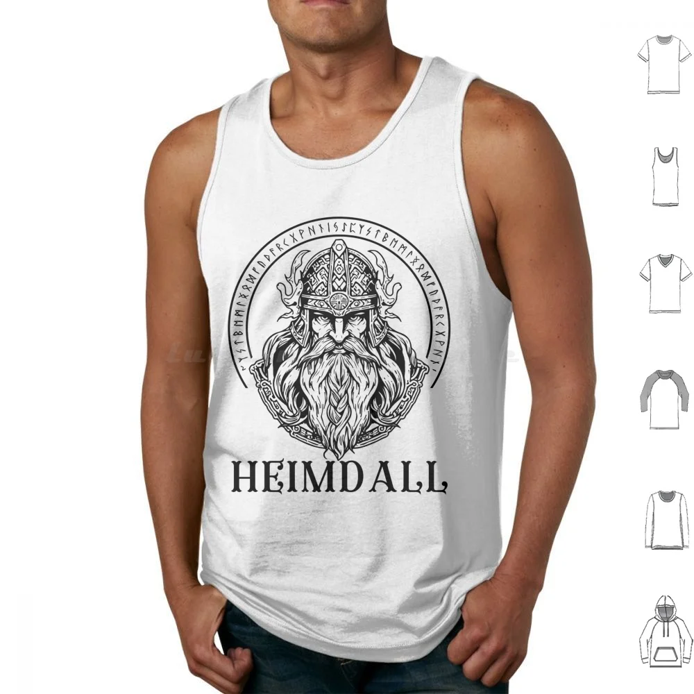 Heimdall Viking God Of Norse Mythology Heimdal Runes Tank Tops Print Cotton Vikings Scandinavian Norse God Heimdall Norse